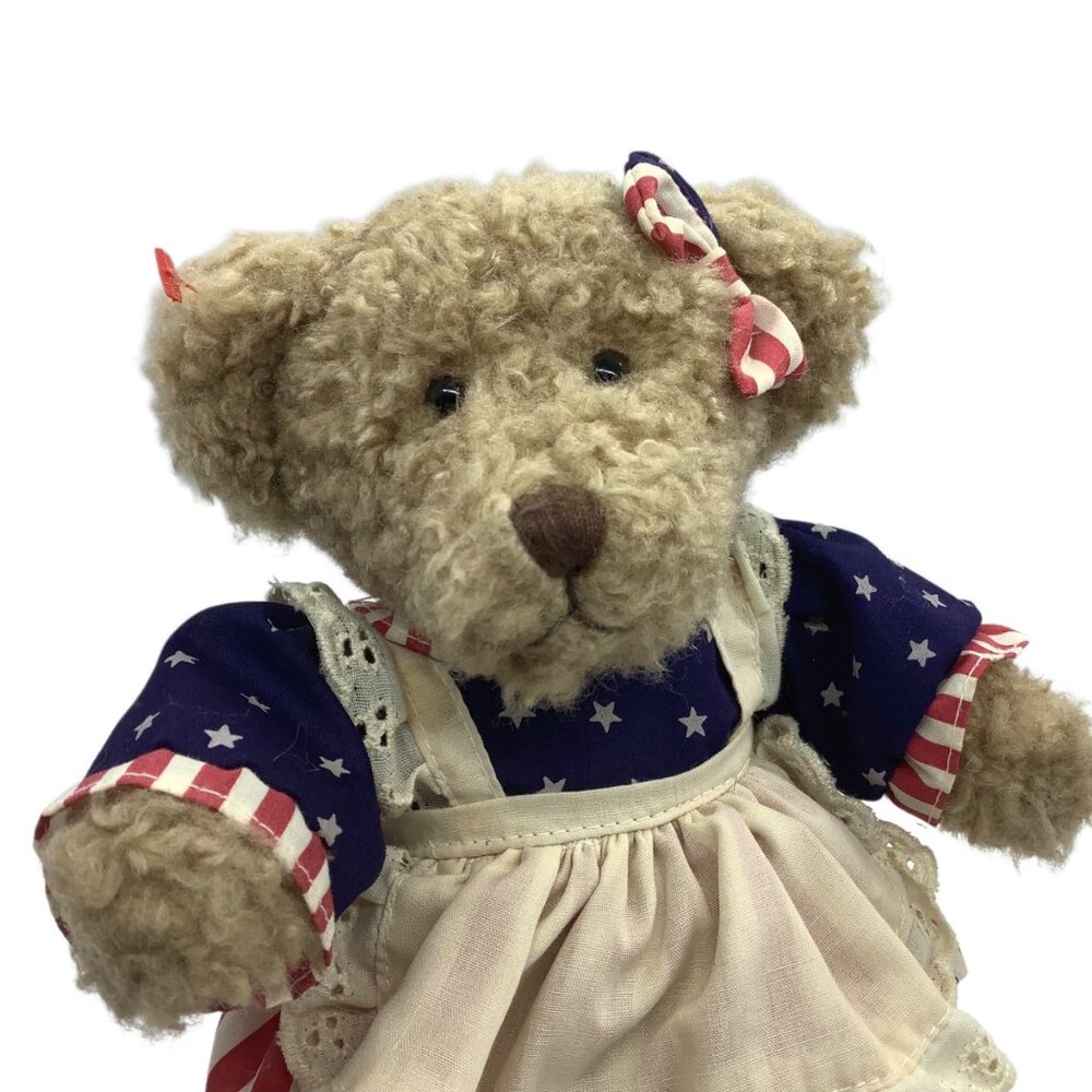 Vtg Russ‎ Ode to America Martha Washington Teddy Bear Patriotic Animal Plush 10"